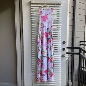 Lovely Fashion Small Festive Summer Fruit-n-Flower Pockets Racerback Maxi Dress